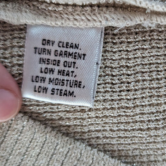 St. John Gold Metallic Cardigan Sweater Flawed Large - Picture 5 of 16